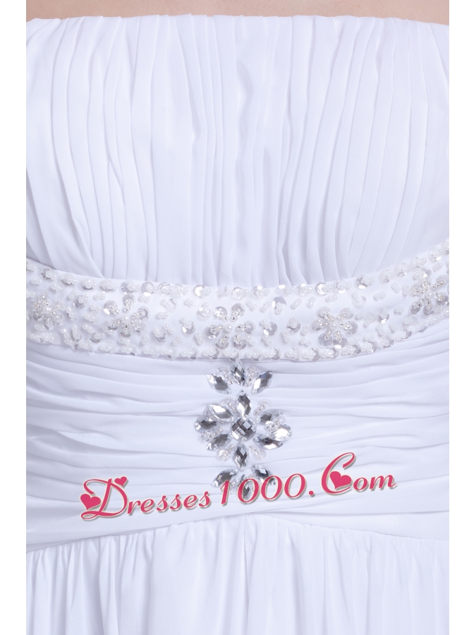 Straps Ruching Beading Court Train Empire Wedding Dress