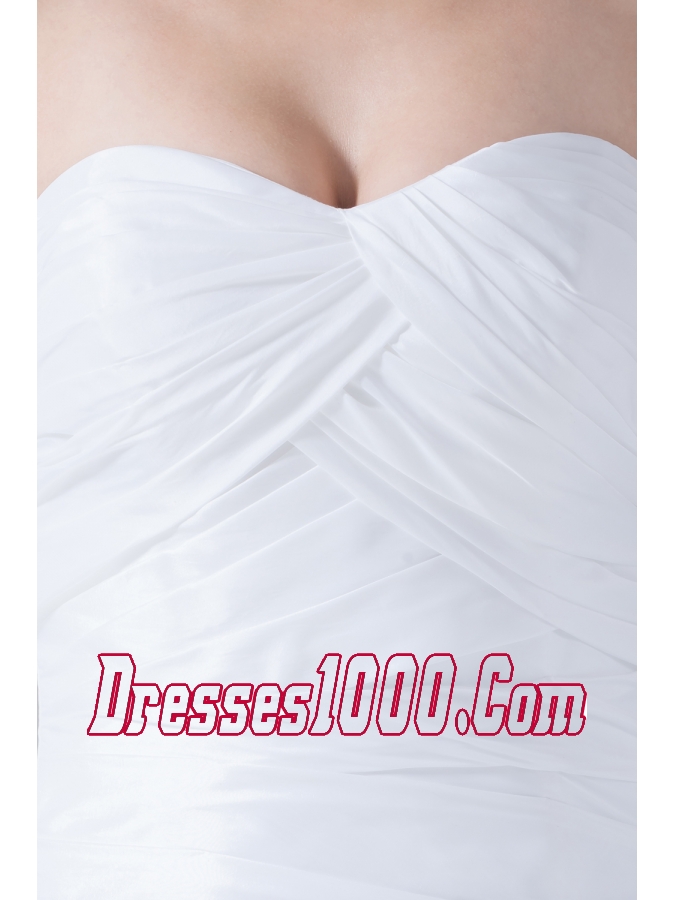 Sweetheart A-line Ruching Brush Train Wedding Dress