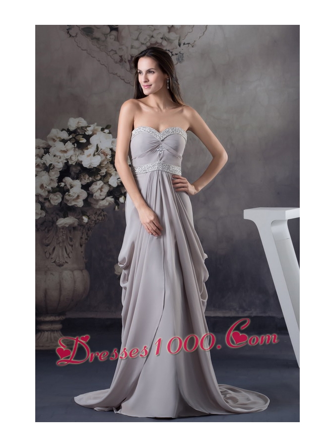 Sweetheart Beading Empire Brush Train Mother Of The Bride Dress
