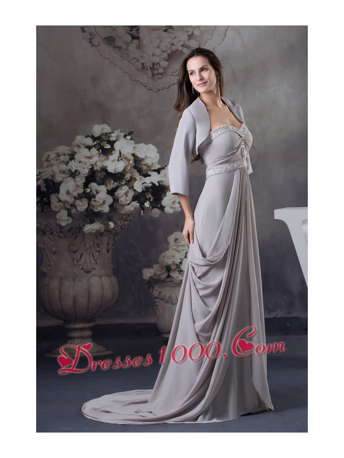 Sweetheart Beading Empire Brush Train Mother Of The Bride Dress