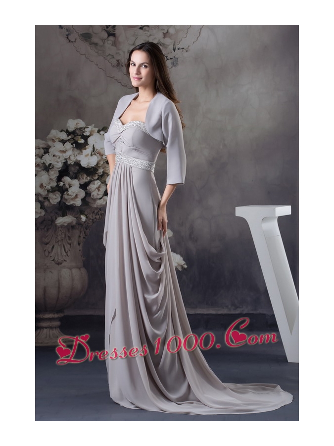 Sweetheart Beading Empire Brush Train Mother Of The Bride Dress