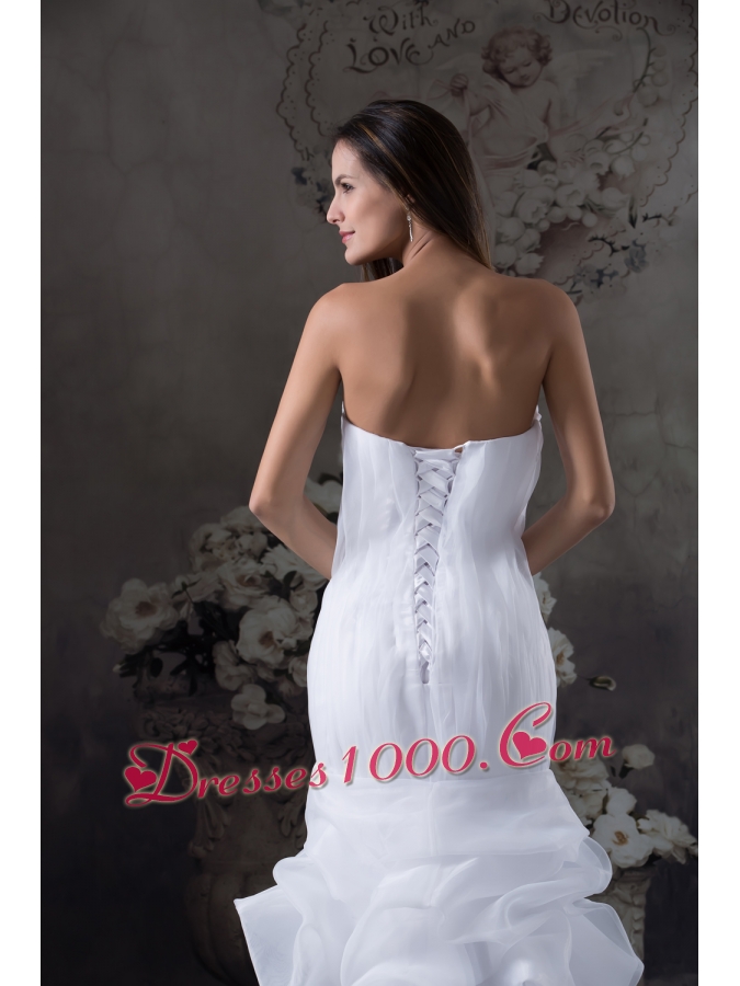 Sweetheart Mermaid Long Pick Ups Wedding Dress