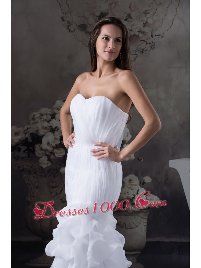 Sweetheart Mermaid Long Pick Ups Wedding Dress