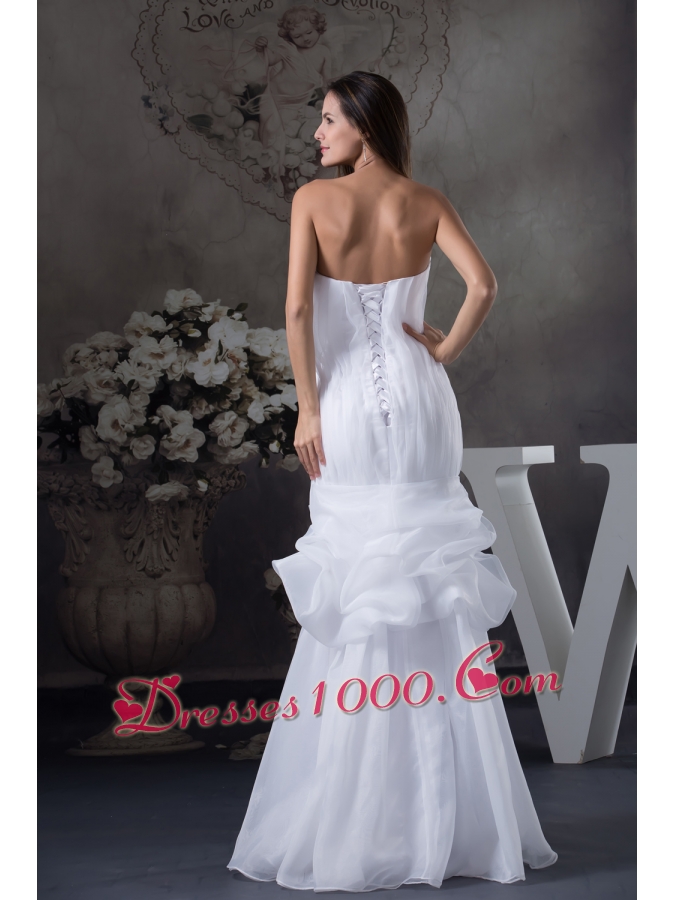 Sweetheart Mermaid Long Pick Ups Wedding Dress