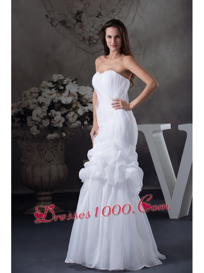 Sweetheart Mermaid Long Pick Ups Wedding Dress