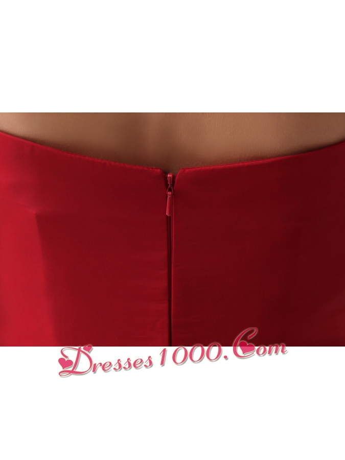 Wine Red V-neck Watteau Train Mother Of The Bride Dress