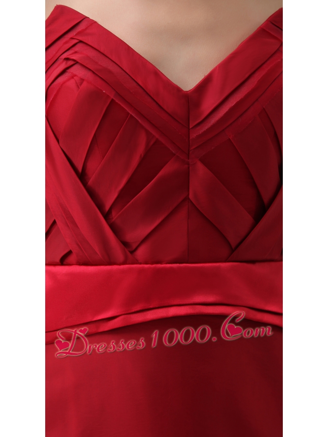 Wine Red V-neck Watteau Train Mother Of The Bride Dress