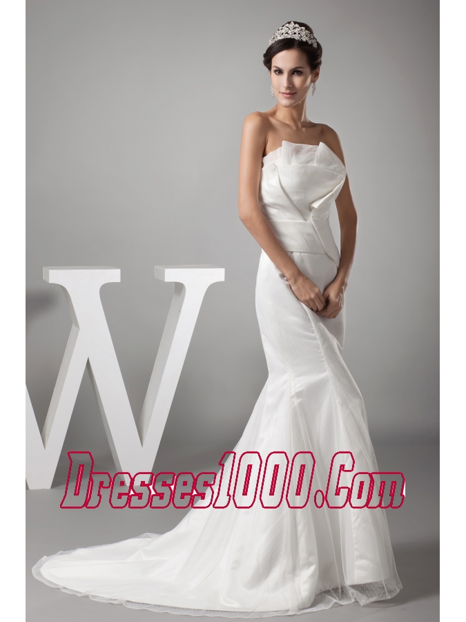 2013 Stylish Mermaid Strapless Brush Wedding Dress