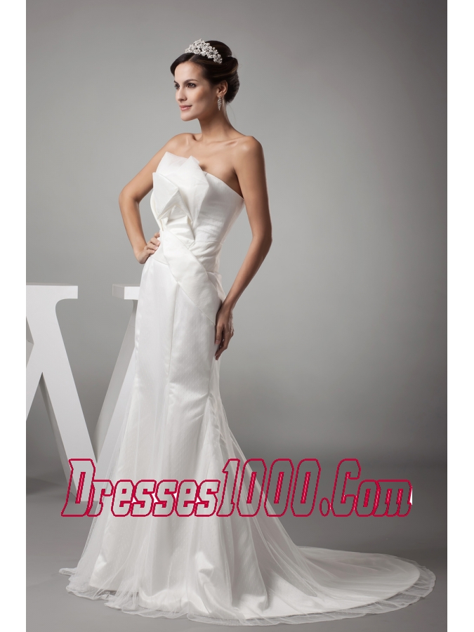 2013 Stylish Mermaid Strapless Brush Wedding Dress
