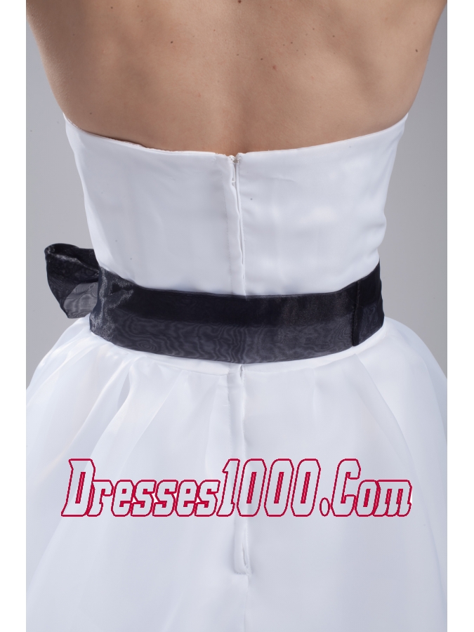 A-Line Sash Strapless Court Train Cheap Wedding Dress