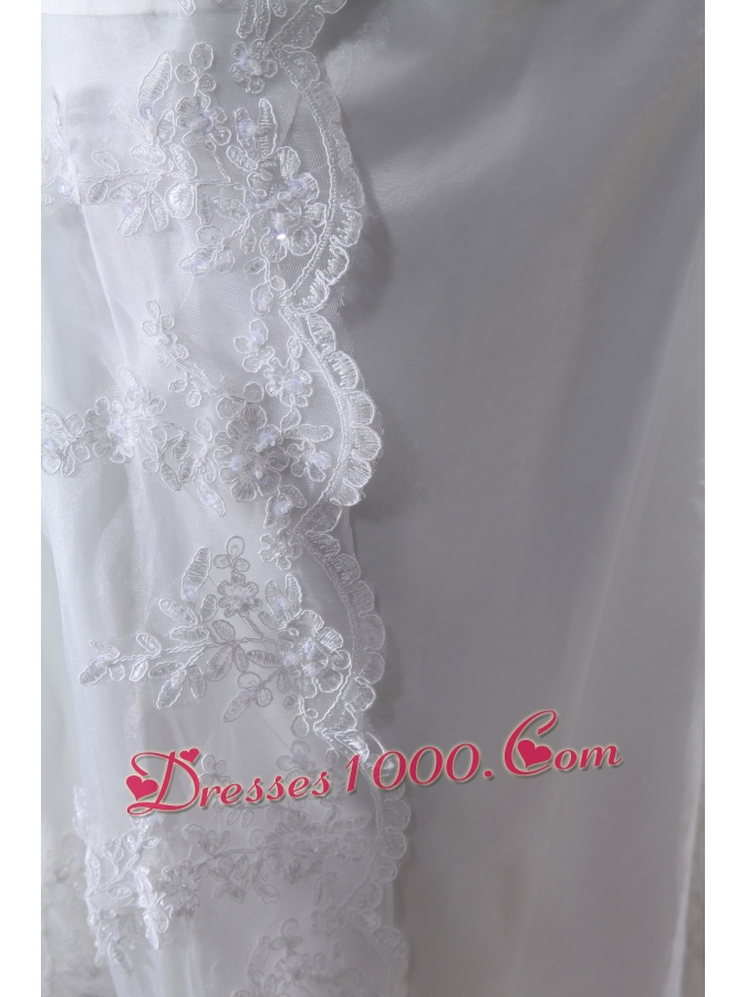 A-line Sweetheart Lace Ruching Long Wedding Dress