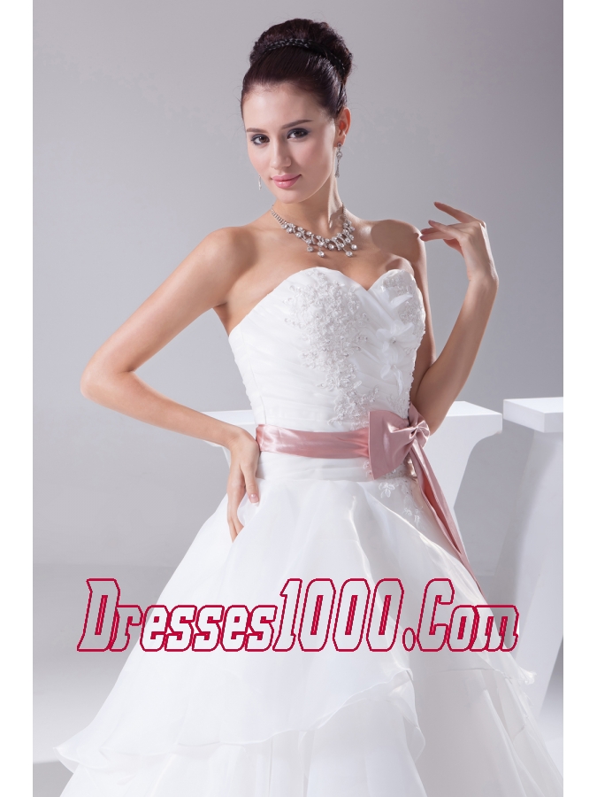 Appliques and Sash A-Line Court Train Sweetheart 2013 Wedding Dress