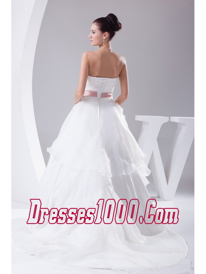 Appliques and Sash A-Line Court Train Sweetheart 2013 Wedding Dress