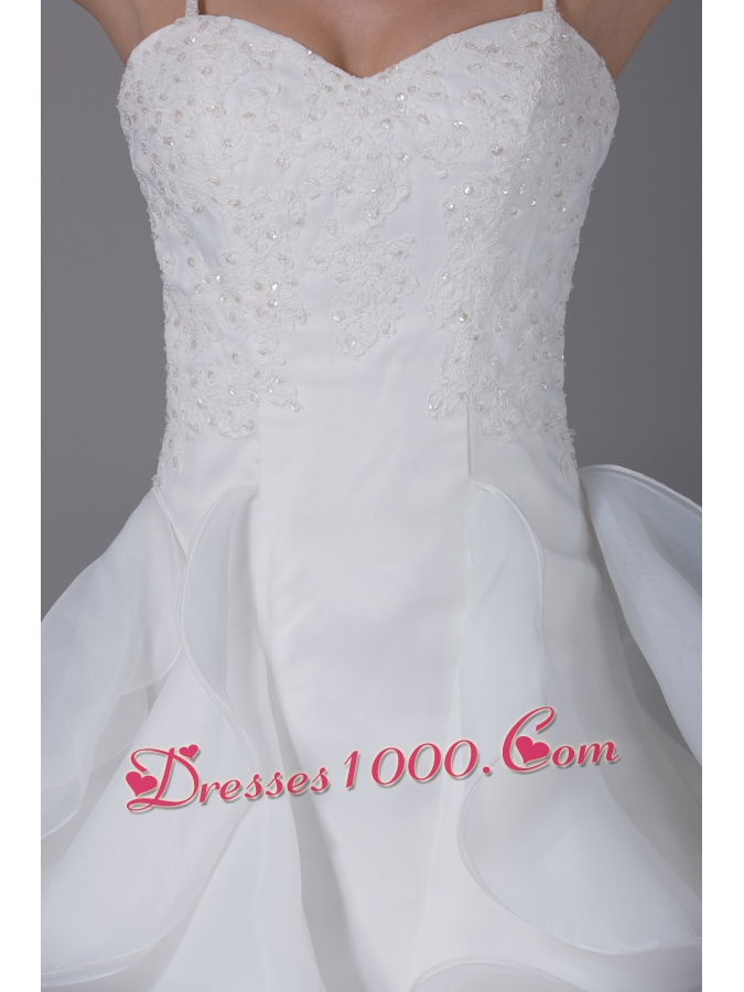 Appliques With Beading Ruffles Spaghetti Straps Wedding Dress