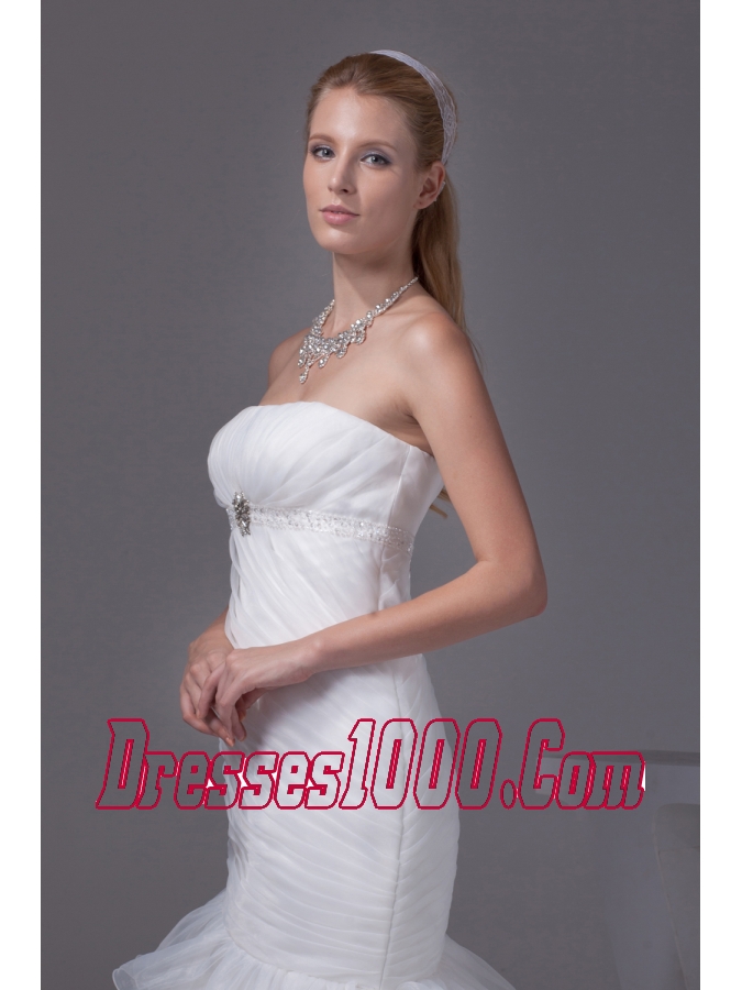 Beading Ruffled Layers Mermaid Strapless Wedding Dress