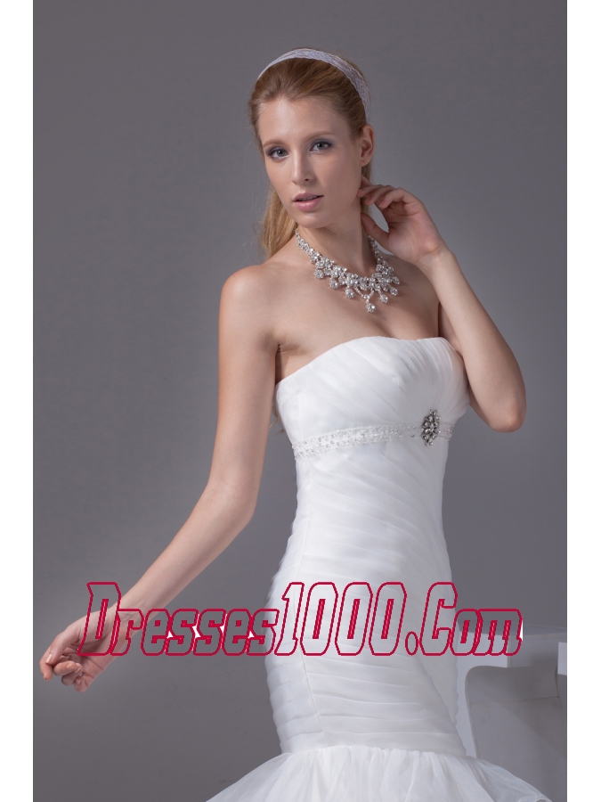 Beading Ruffled Layers Mermaid Strapless Wedding Dress