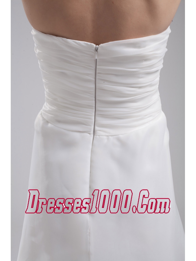 Column Sweetheart Ruching Organza Wedding Dress