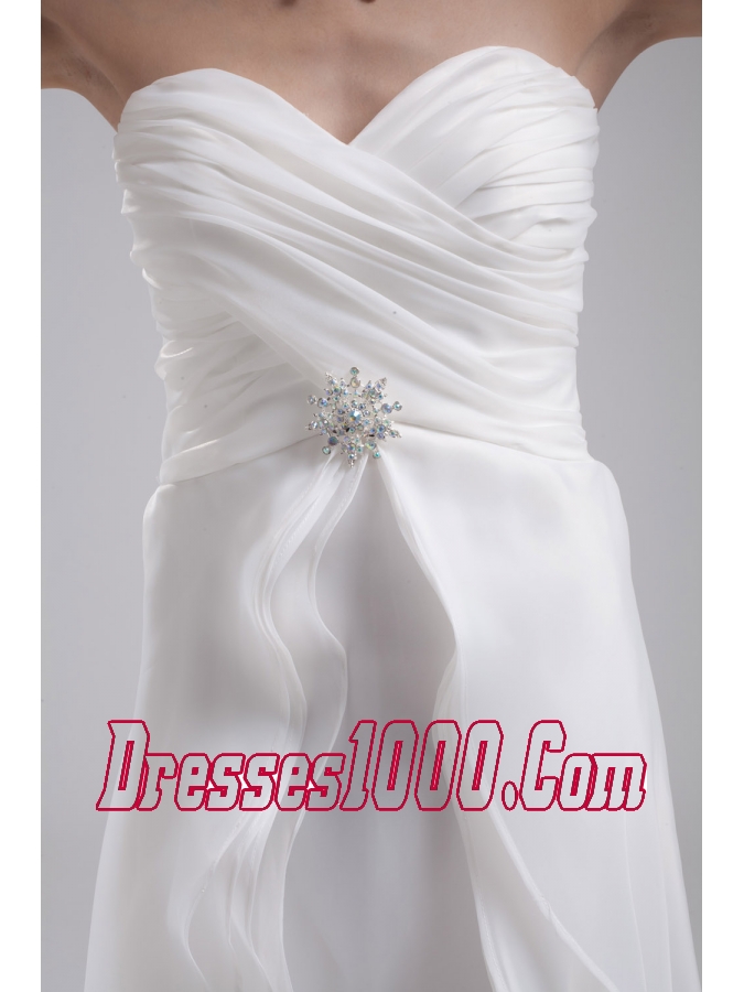 Column Sweetheart Ruching Organza Wedding Dress