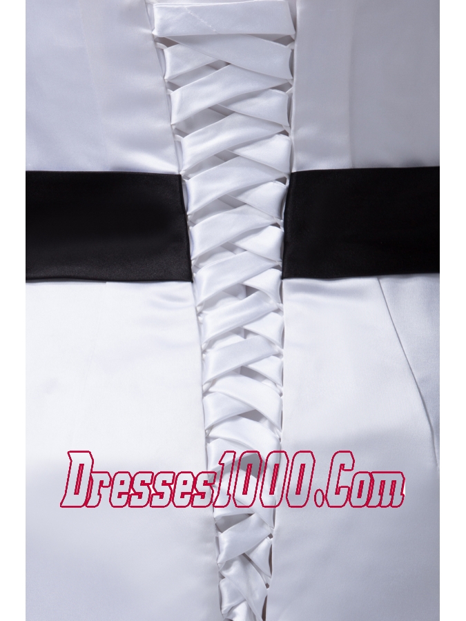 Column Sweetheart Sash Ruffles Wedding Dress