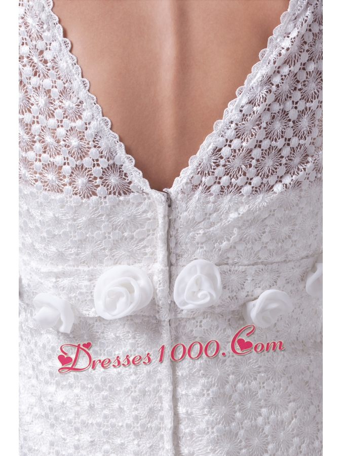 Elegant Hand Made Flowers Empire Square Neck Prom Dress