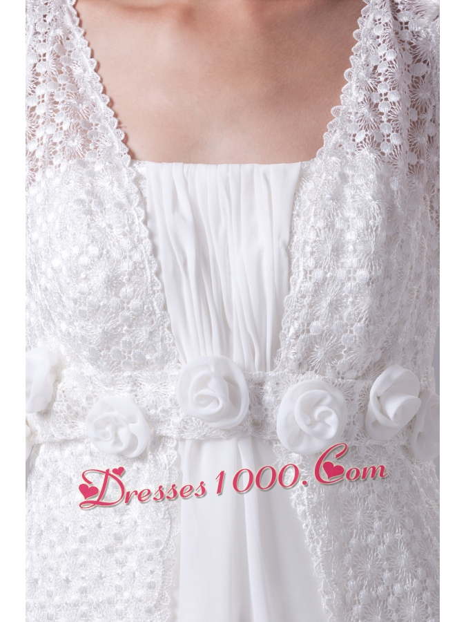 Elegant Hand Made Flowers Empire Square Neck Prom Dress