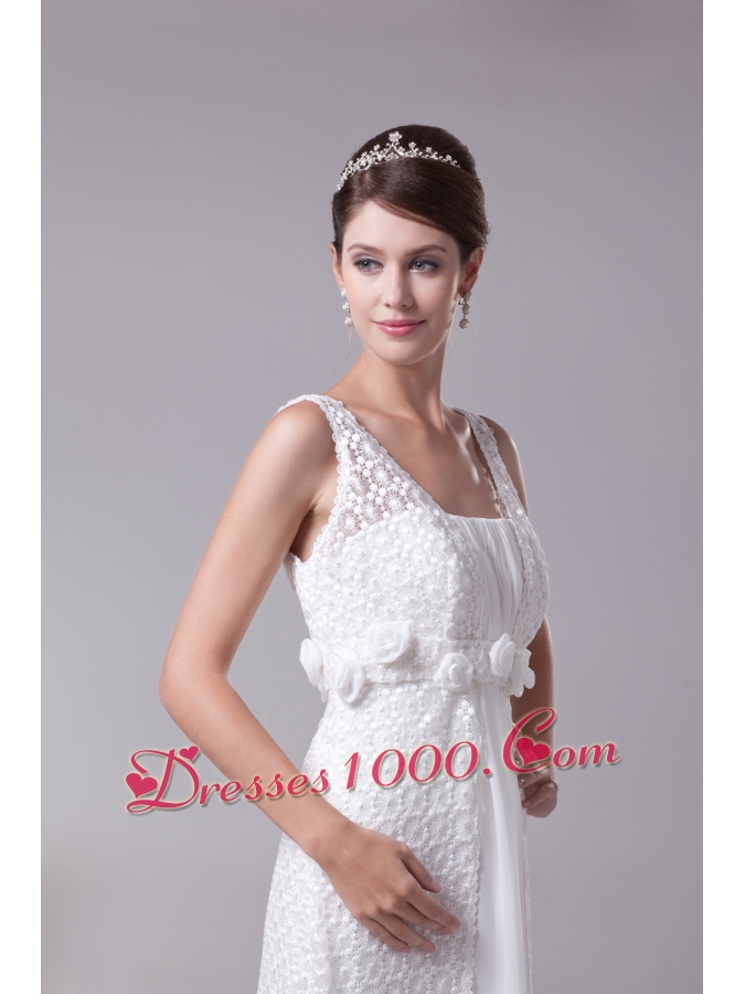 Elegant Hand Made Flowers Empire Square Neck Prom Dress