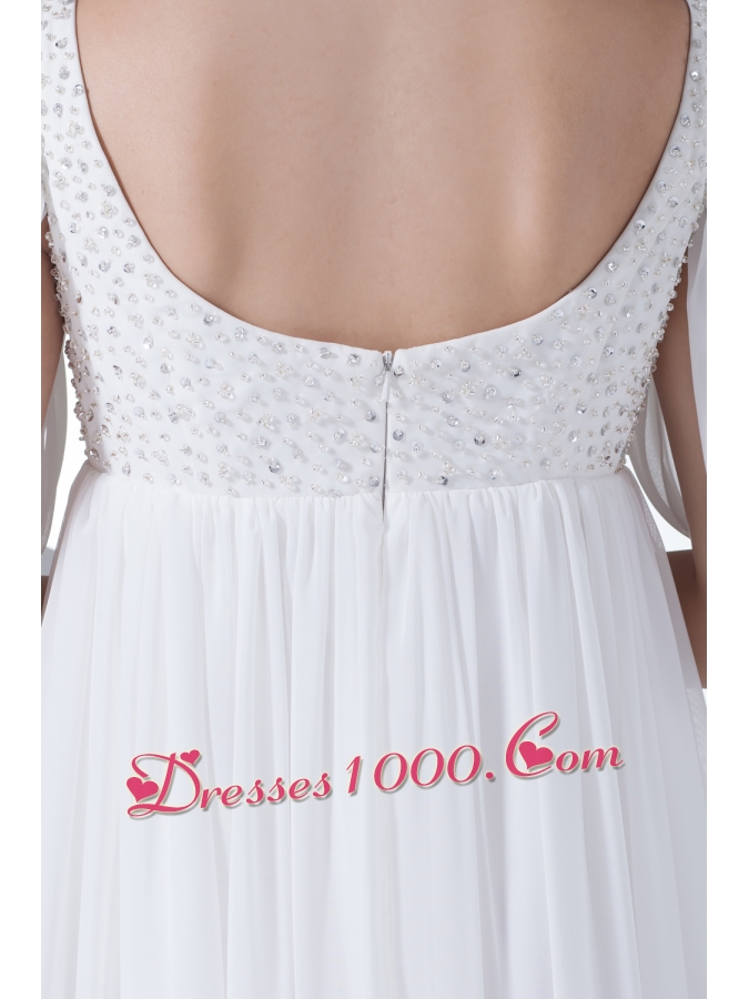 Empire Half Sleeves Straps Beading Wedding Dress