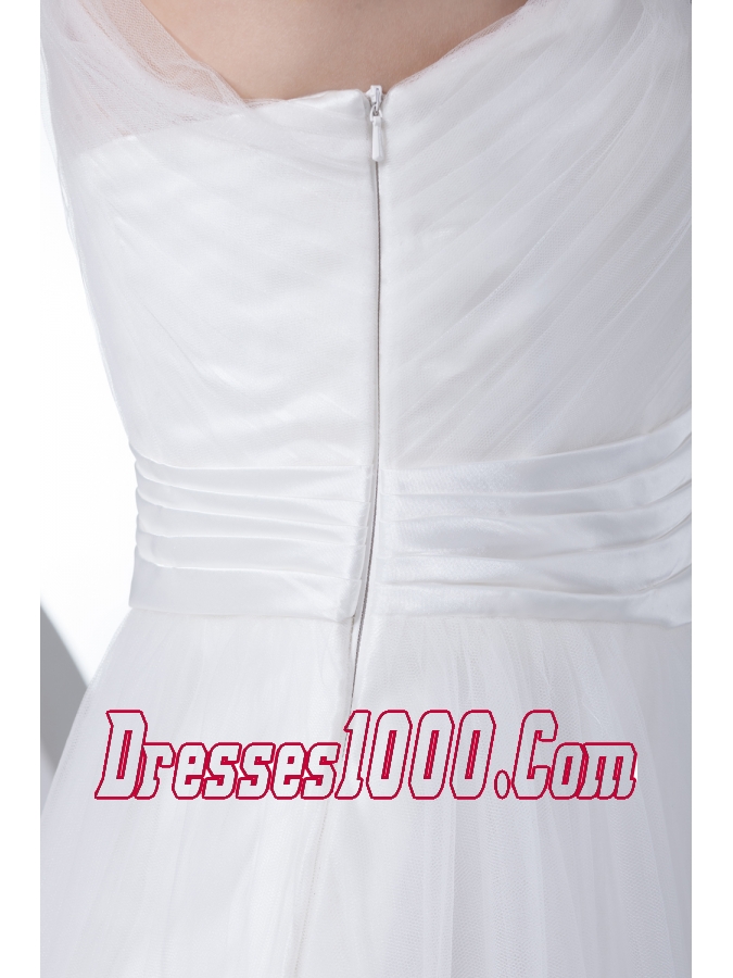 Empire One Shoulder Ruching Bow Wedding Dress