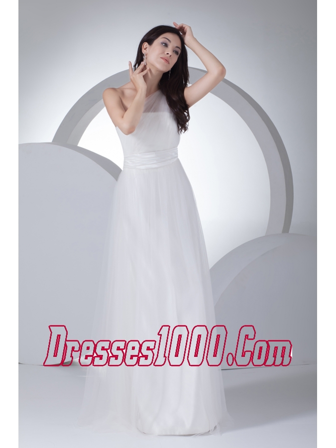 Empire One Shoulder Ruching Bow Wedding Dress