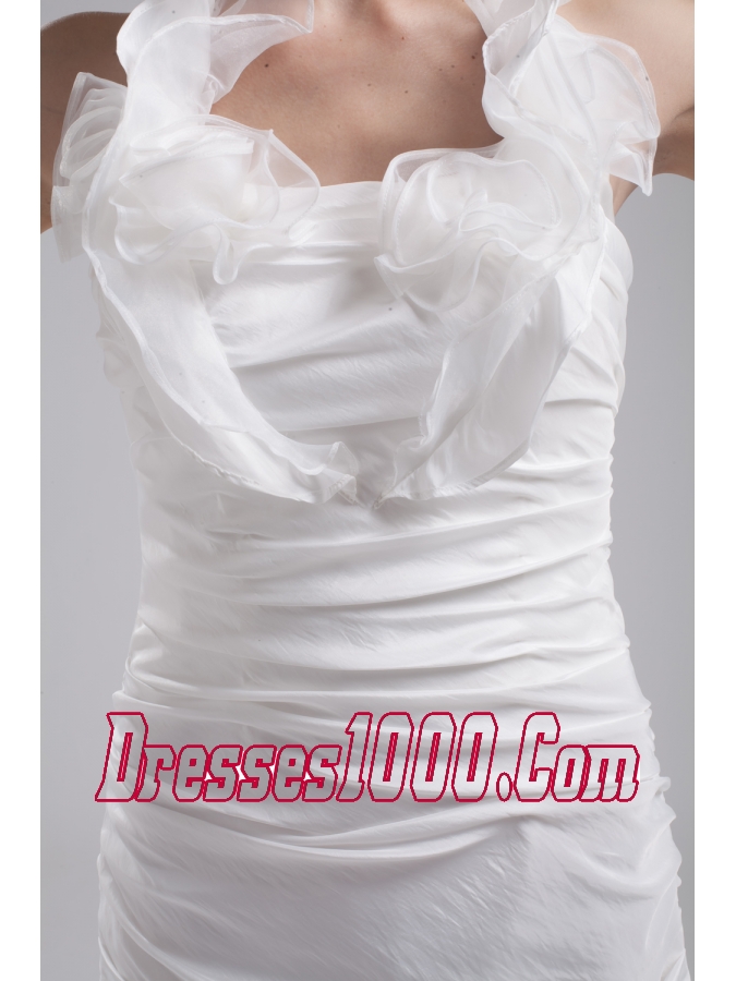 Halter Top Column Hand Made Flowers Wedding Dress