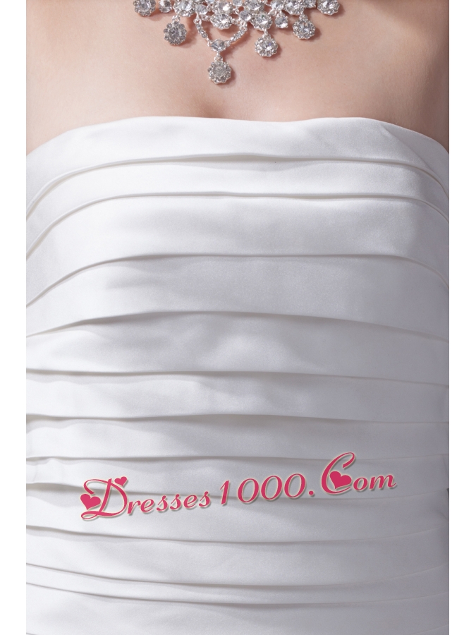 Mermaid Strapless Ruffled Layers Satin Wedding Dress