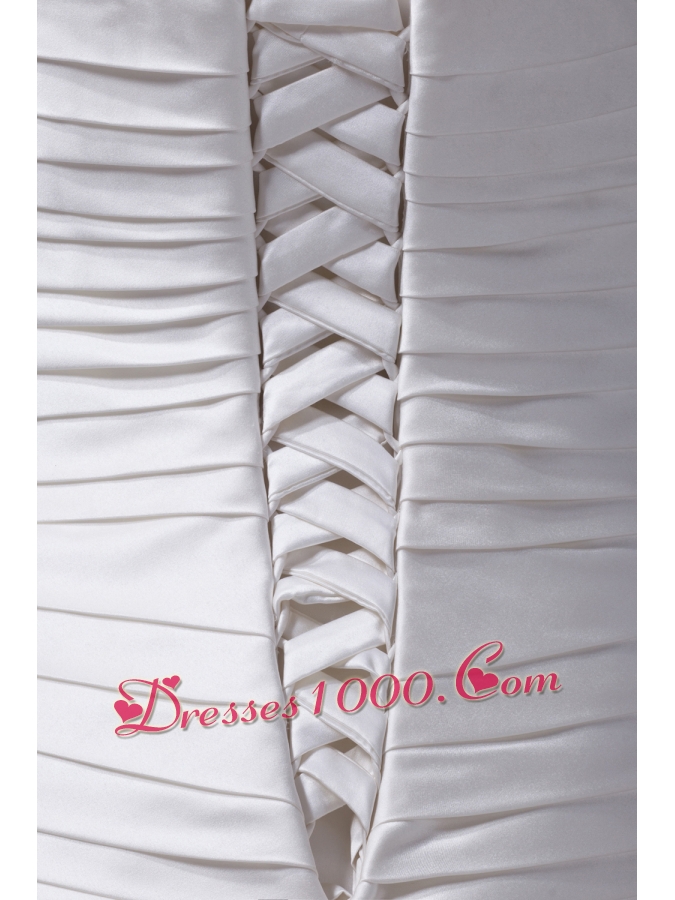 Mermaid Strapless Ruffled Layers Satin Wedding Dress