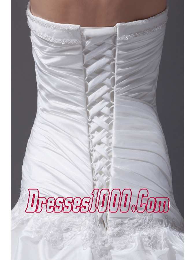 Pick-ups A-line Court Train Strapless Wedding Dress