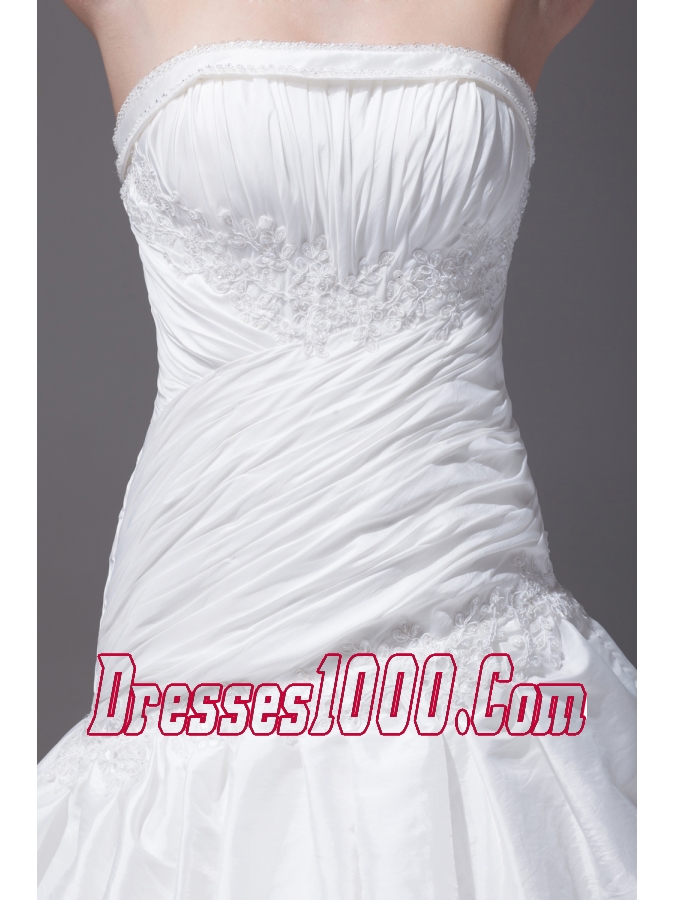Pick-ups A-line Court Train Strapless Wedding Dress