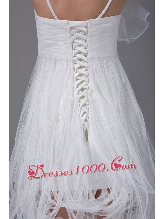 Princess Spaghetti Straps Special Fabric Wedding Dress