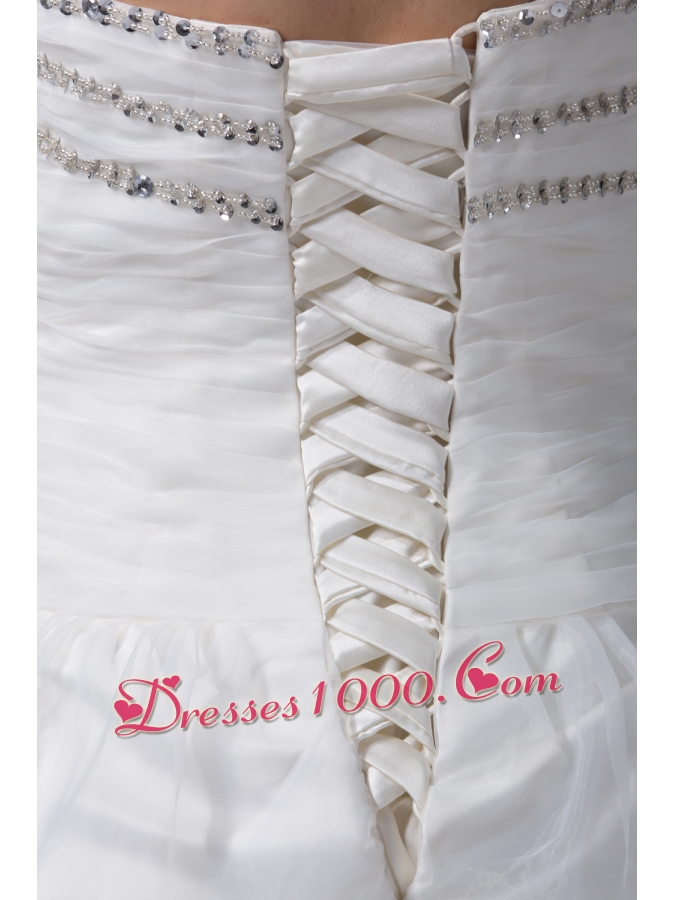 Ruching Beading Sweetheart A-line Wedding Dress