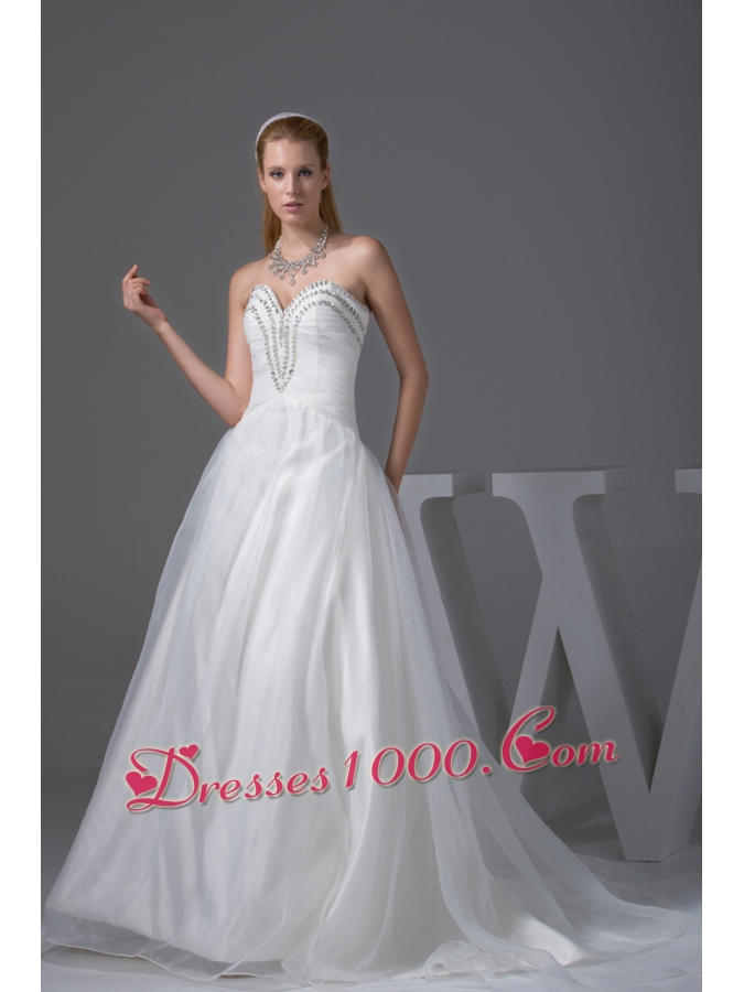 Ruching Beading Sweetheart A-line Wedding Dress