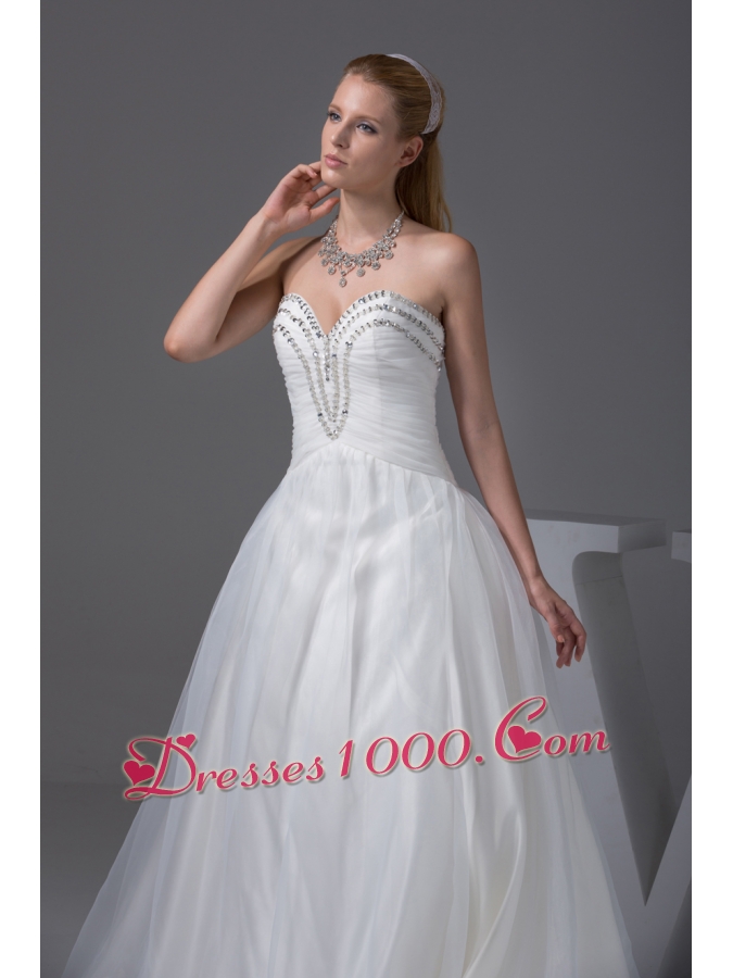 Ruching Beading Sweetheart A-line Wedding Dress