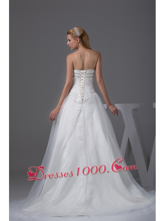 Ruching Beading Sweetheart A-line Wedding Dress
