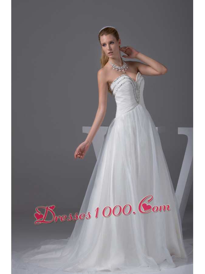 Ruching Beading Sweetheart A-line Wedding Dress