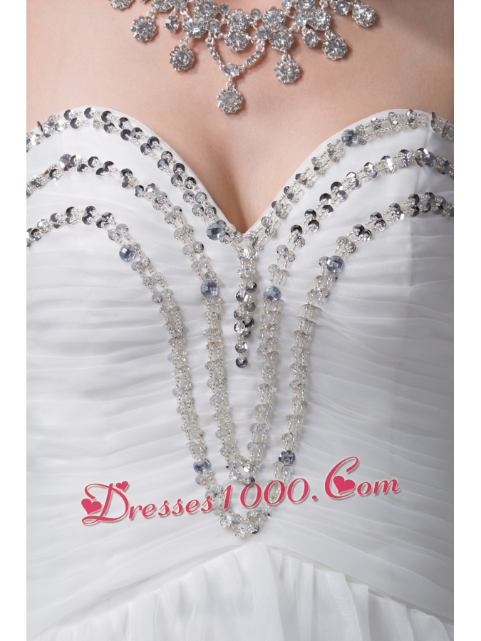 Ruching Beading Sweetheart A-line Wedding Dress