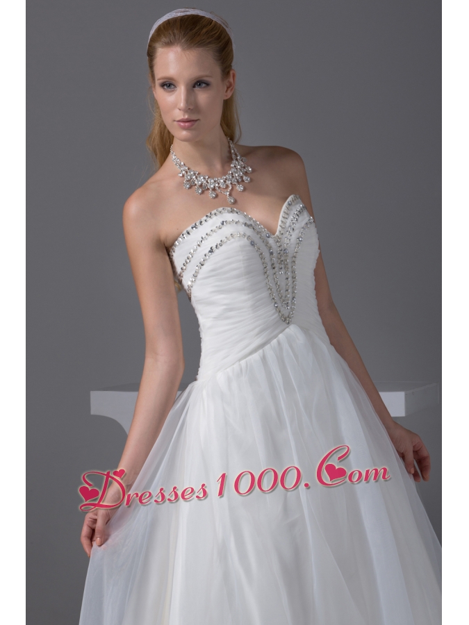 Ruching Beading Sweetheart A-line Wedding Dress