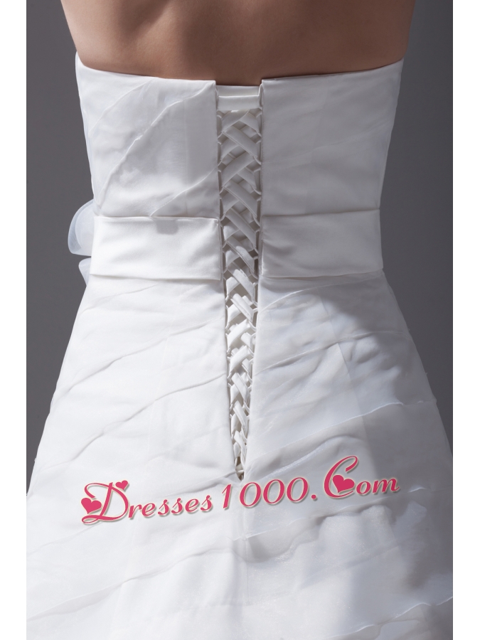 Sash Ruffled Layers A-line Brush Train Wedding Dress