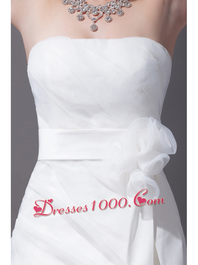 Sash Ruffled Layers A-line Brush Train Wedding Dress