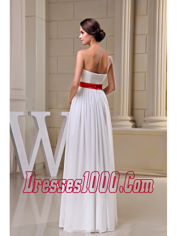 Strapless Beading Belt Chiffon Wedding Dress