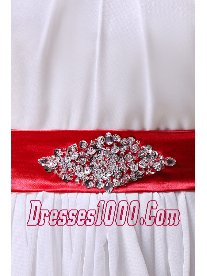 Strapless Beading Belt Chiffon Wedding Dress