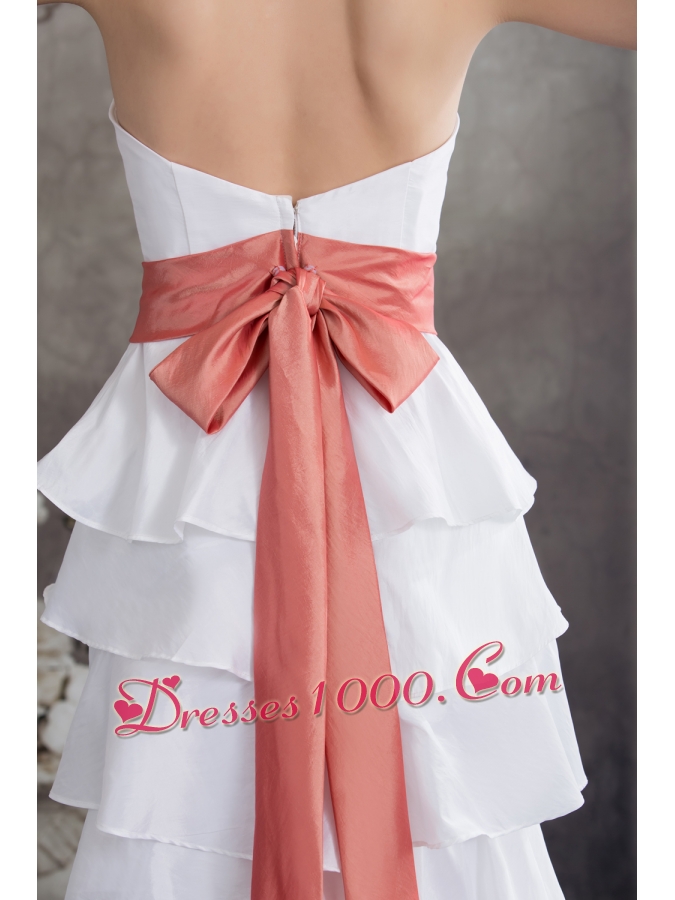 Sweetheart Hand Made Flowers Wedding Dress With Ruffled Layers