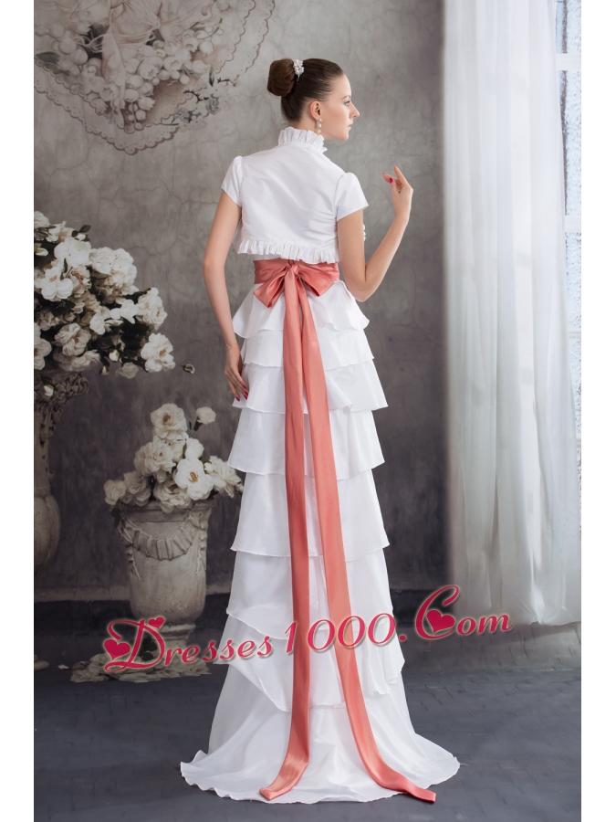 Sweetheart Hand Made Flowers Wedding Dress With Ruffled Layers