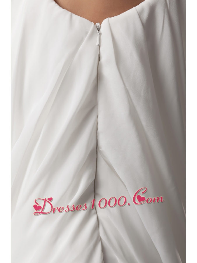 Beading and Ruching One Shoulder Column Wedding Dress