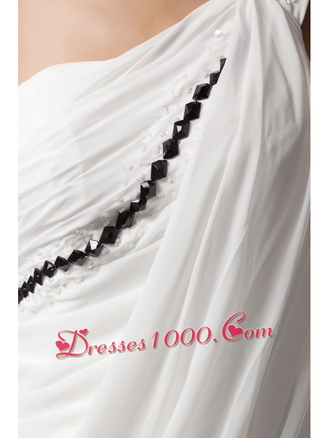 Beading and Ruching One Shoulder Column Wedding Dress